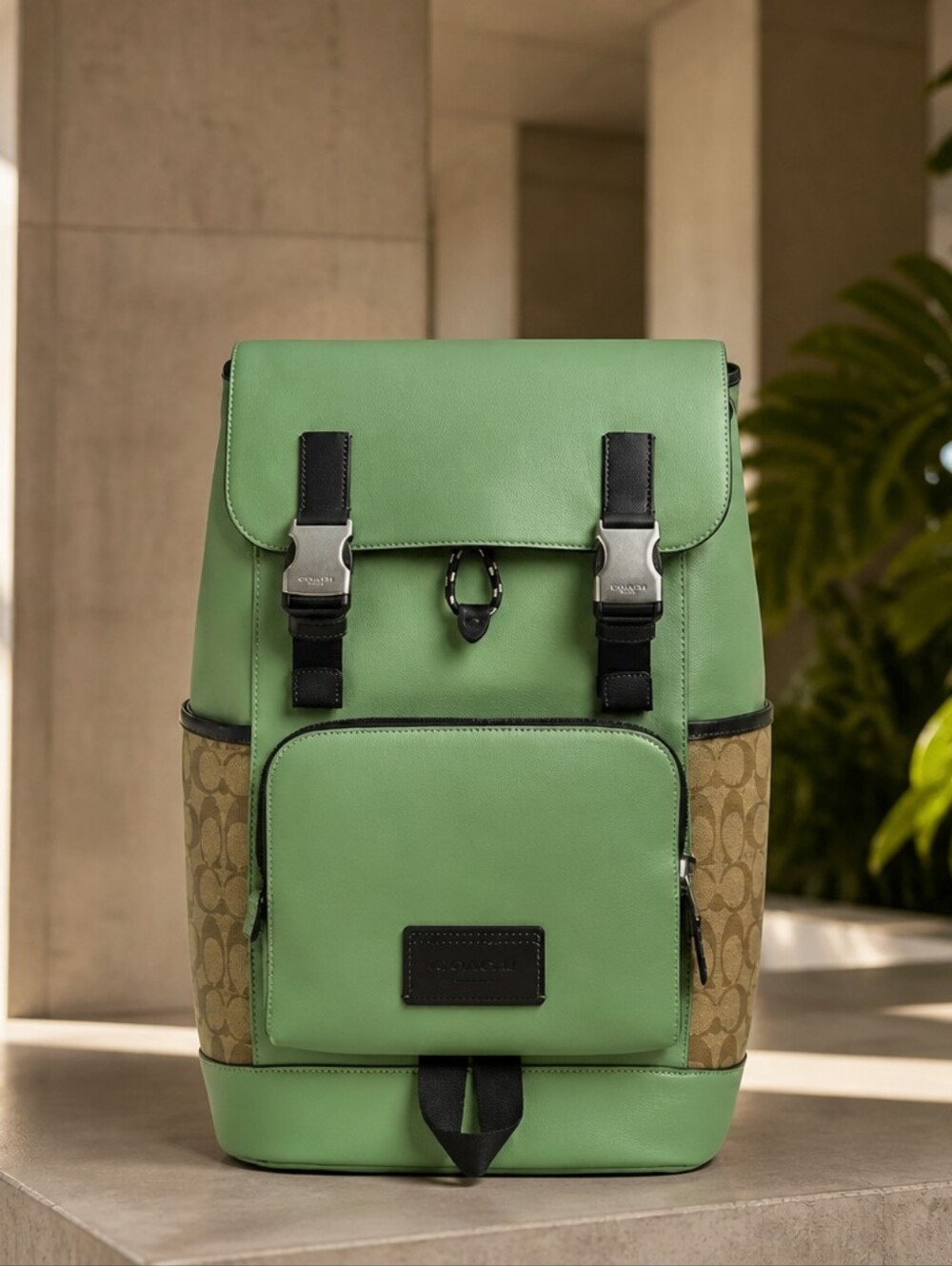 Coach Track Backpack in Colorblock Signature Canvas Sage Apple 2022 - 2024